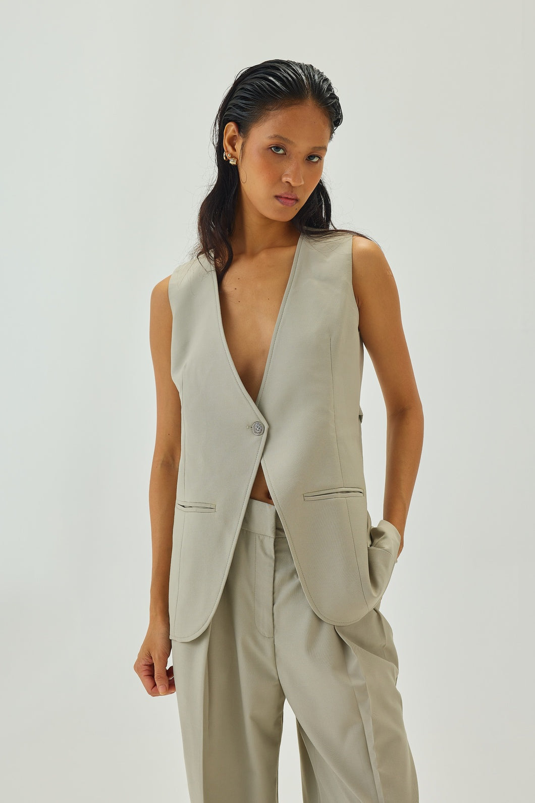 Val Waistcoat Greige