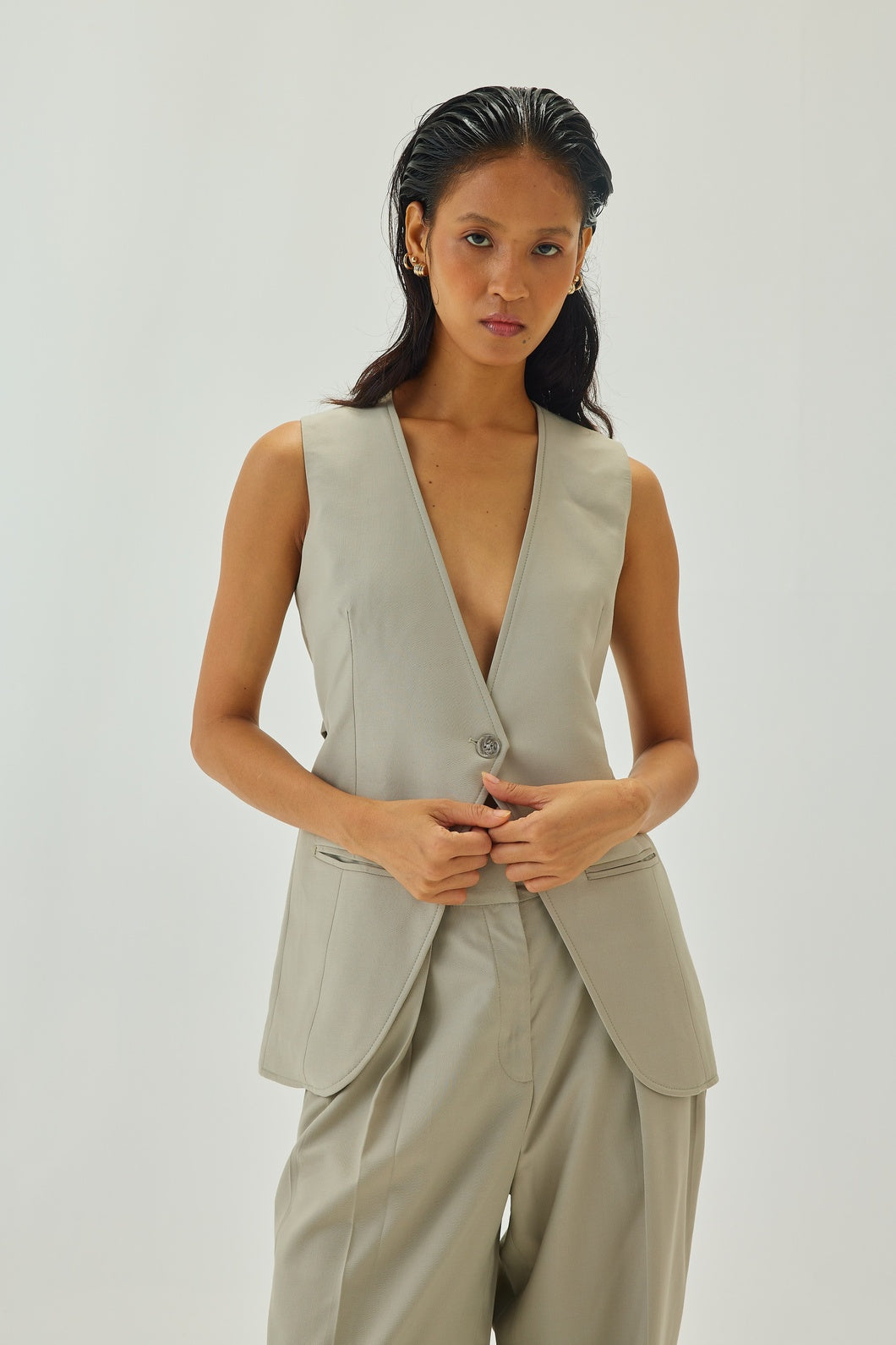 Val Waistcoat Greige