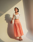 Yvette Skirt - Coral Vichy