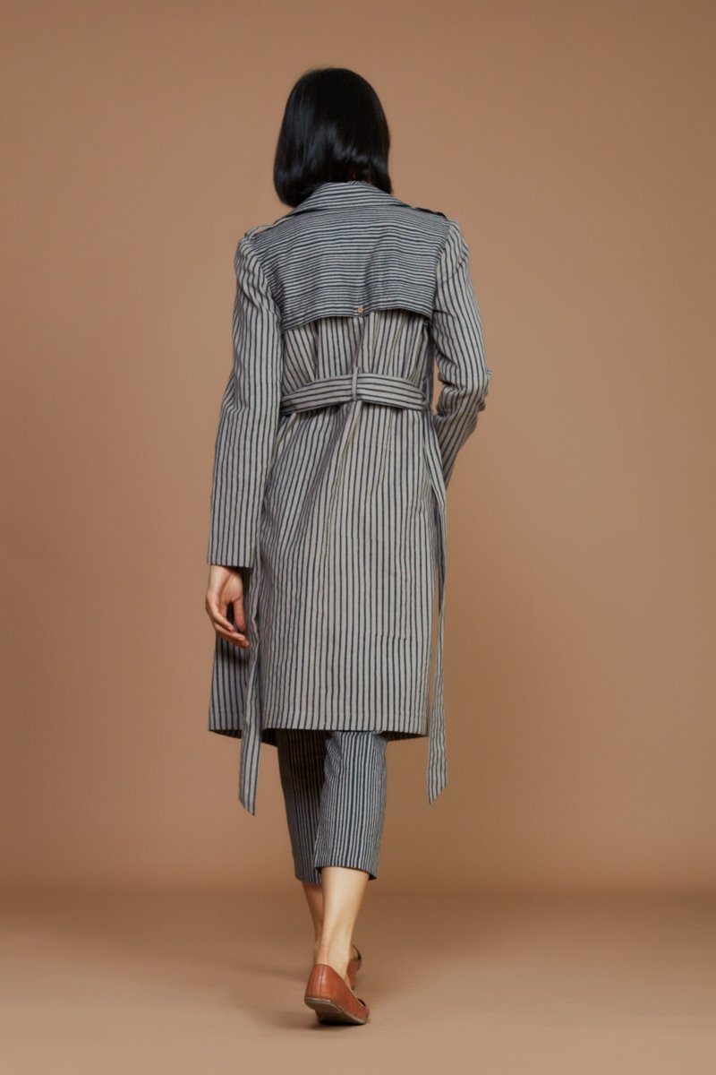 Megan Trench Coat Charcoal - Bhoomi