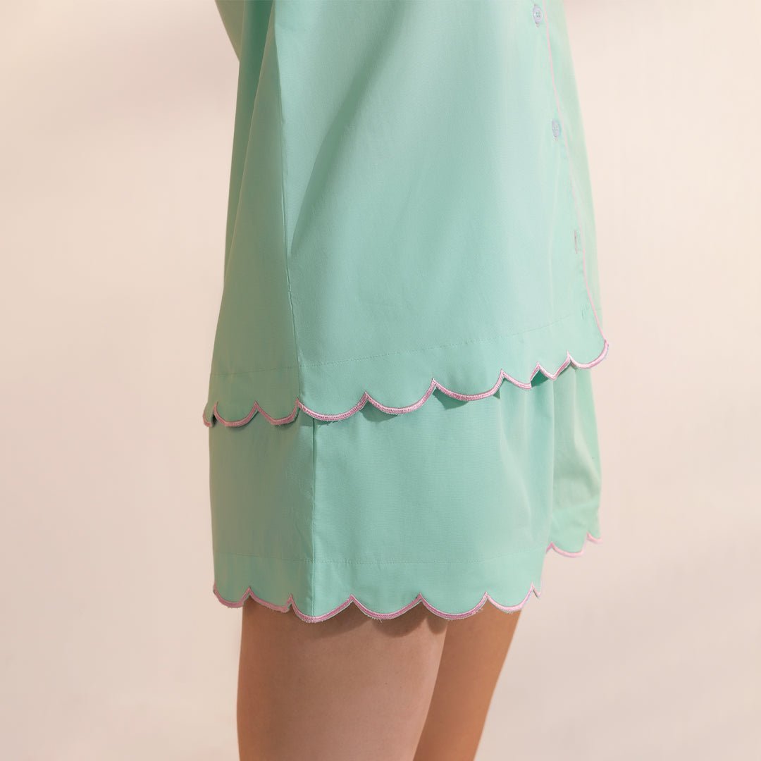 Peppermint scalloped shorts set - Bhoomi