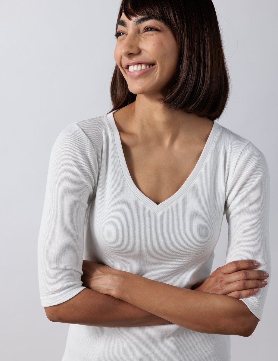 V Neck Rib Top - Bhoomi