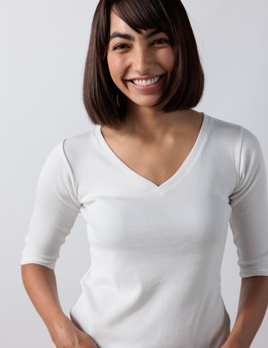 V Neck Rib Top - Bhoomi