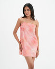 Zoe Dress - Coral Vichy