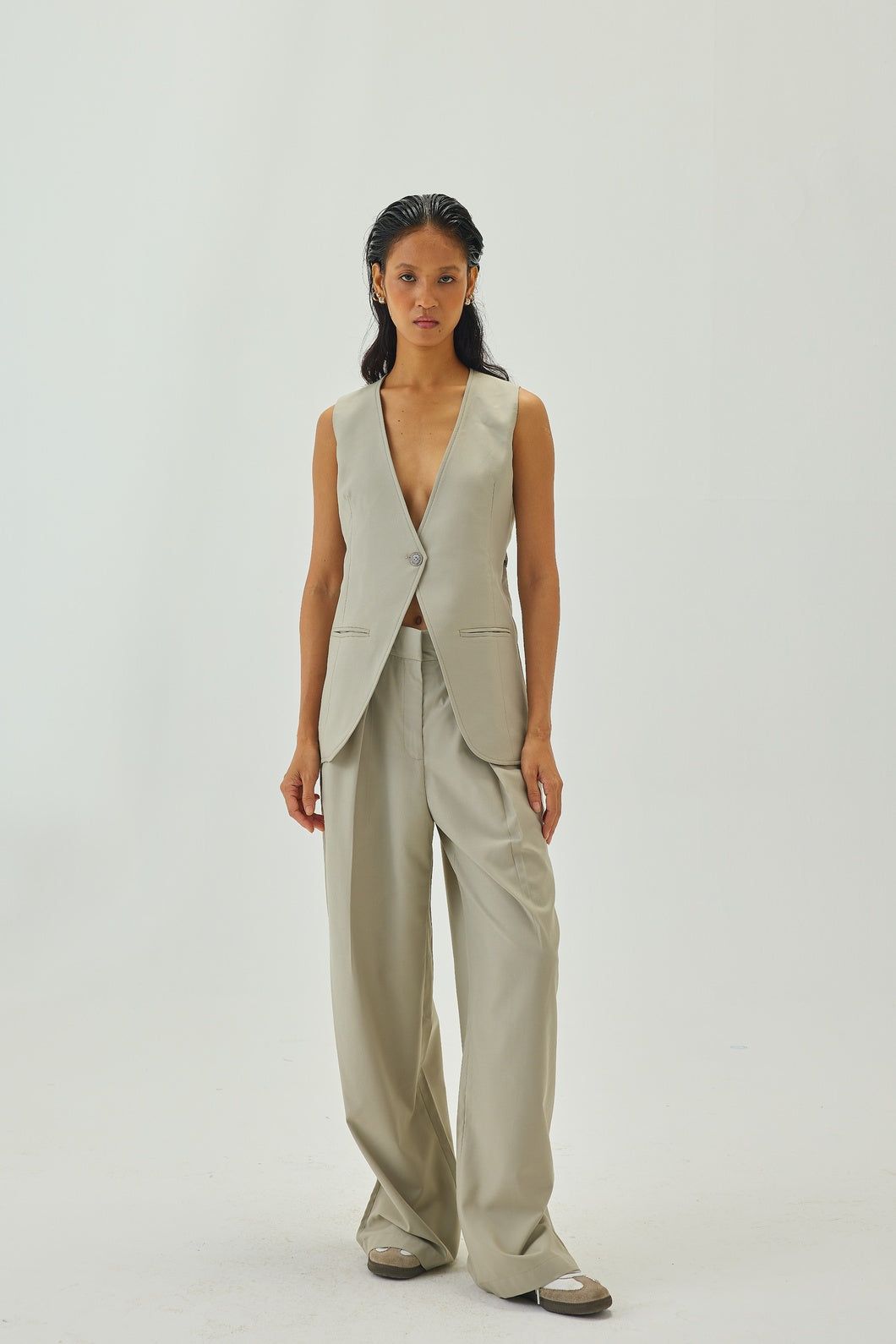 Val Waistcoat Greige