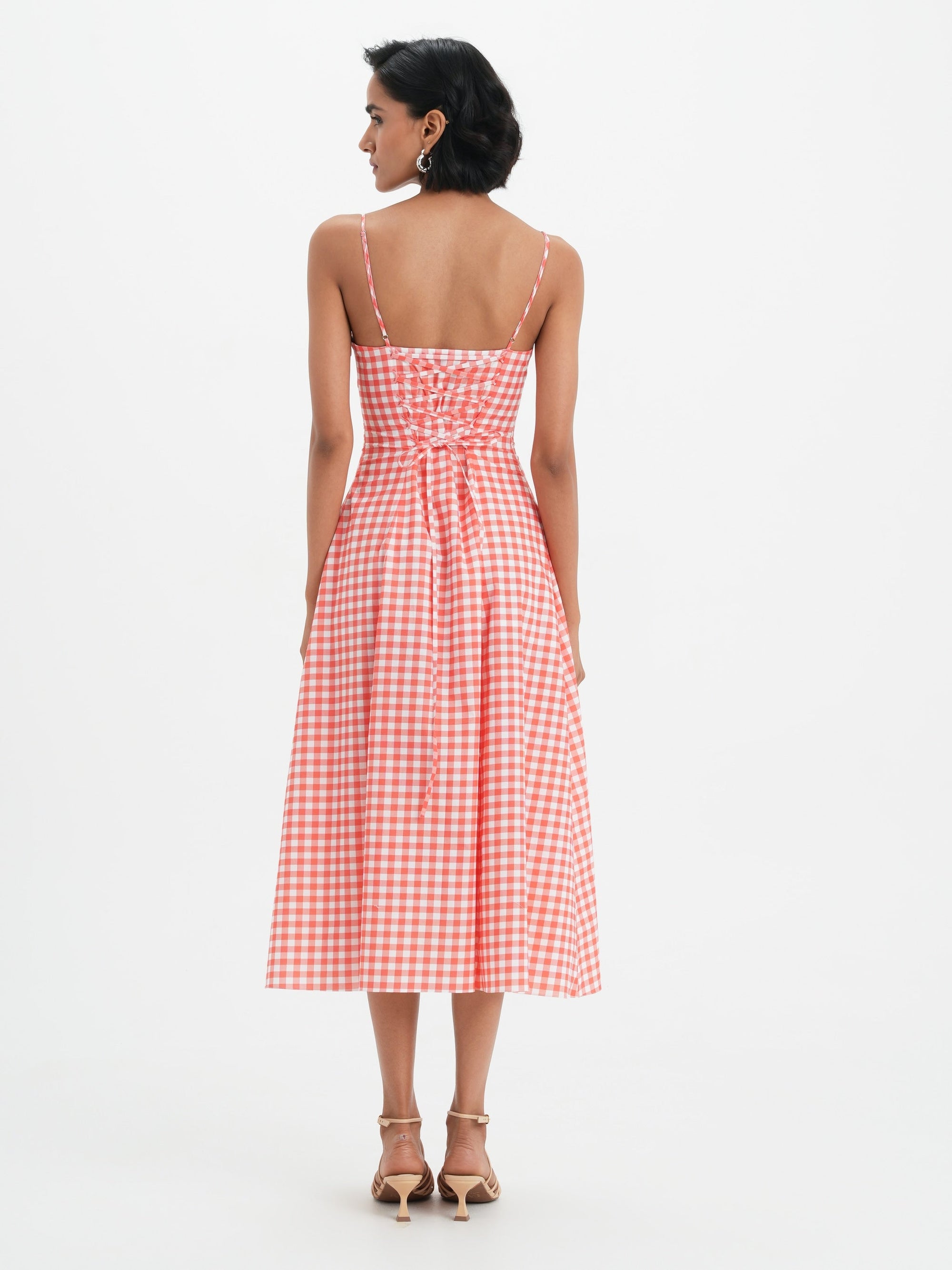 Mila Dress - Coral Vichy