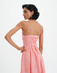 Mila Dress - Coral Vichy