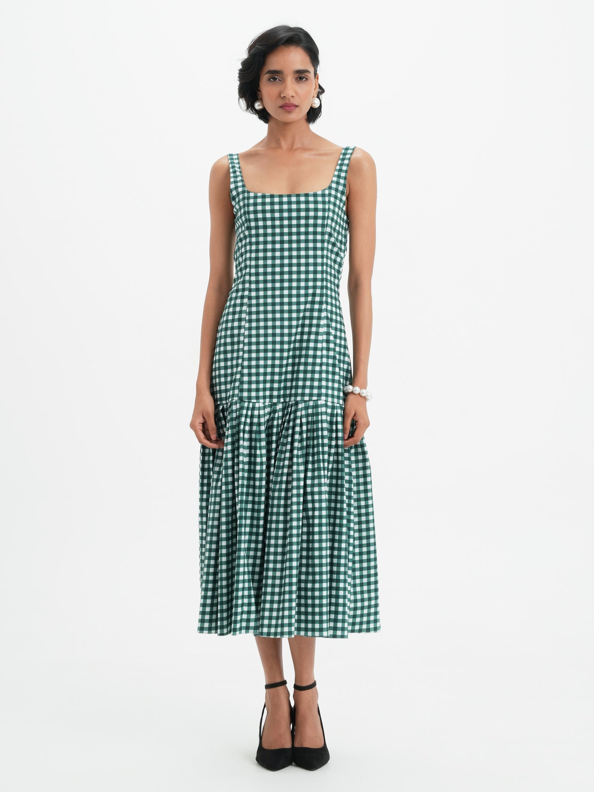 Mae Dress - Pine Vichy