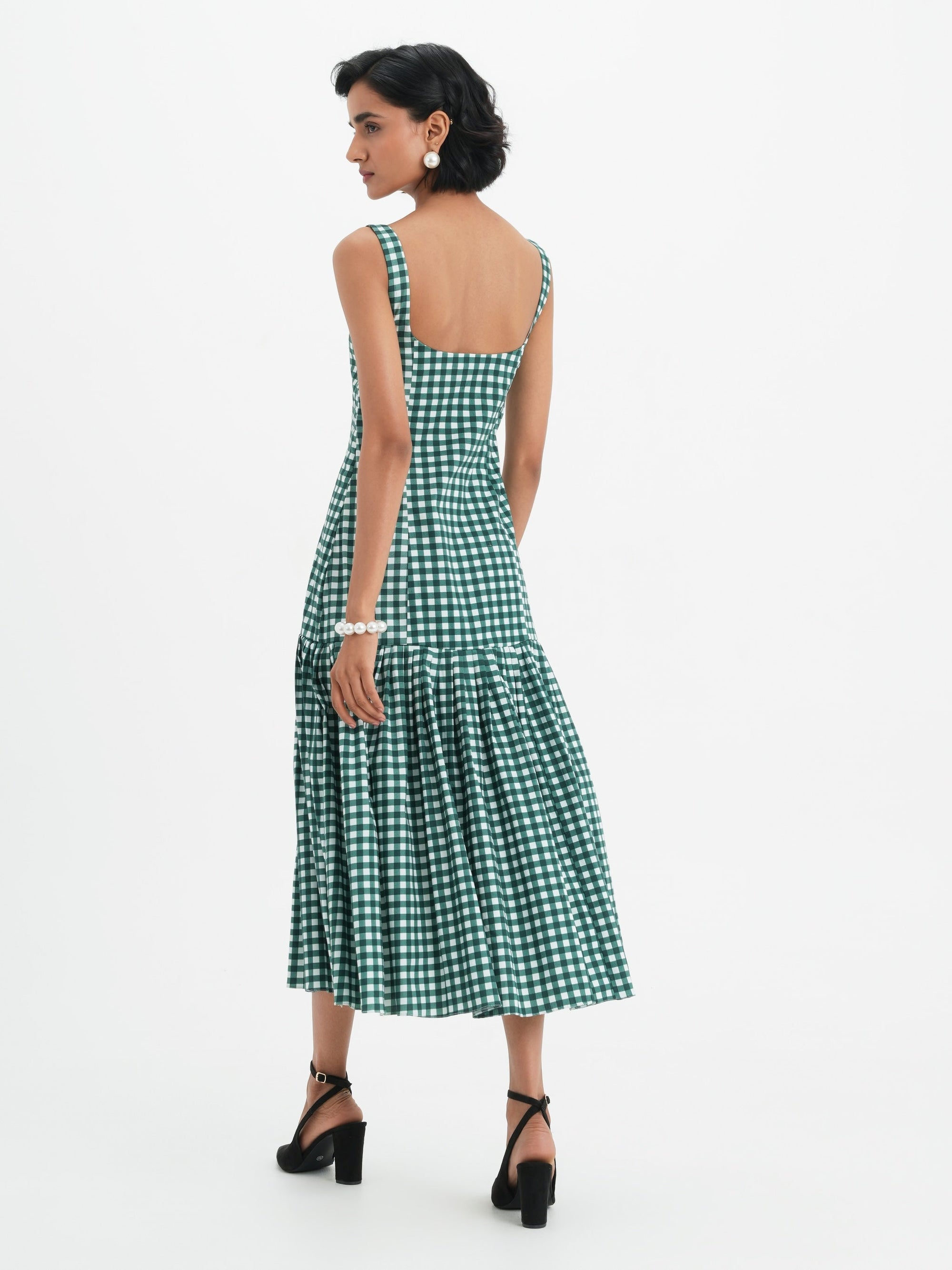 Mae Dress - Pine Vichy