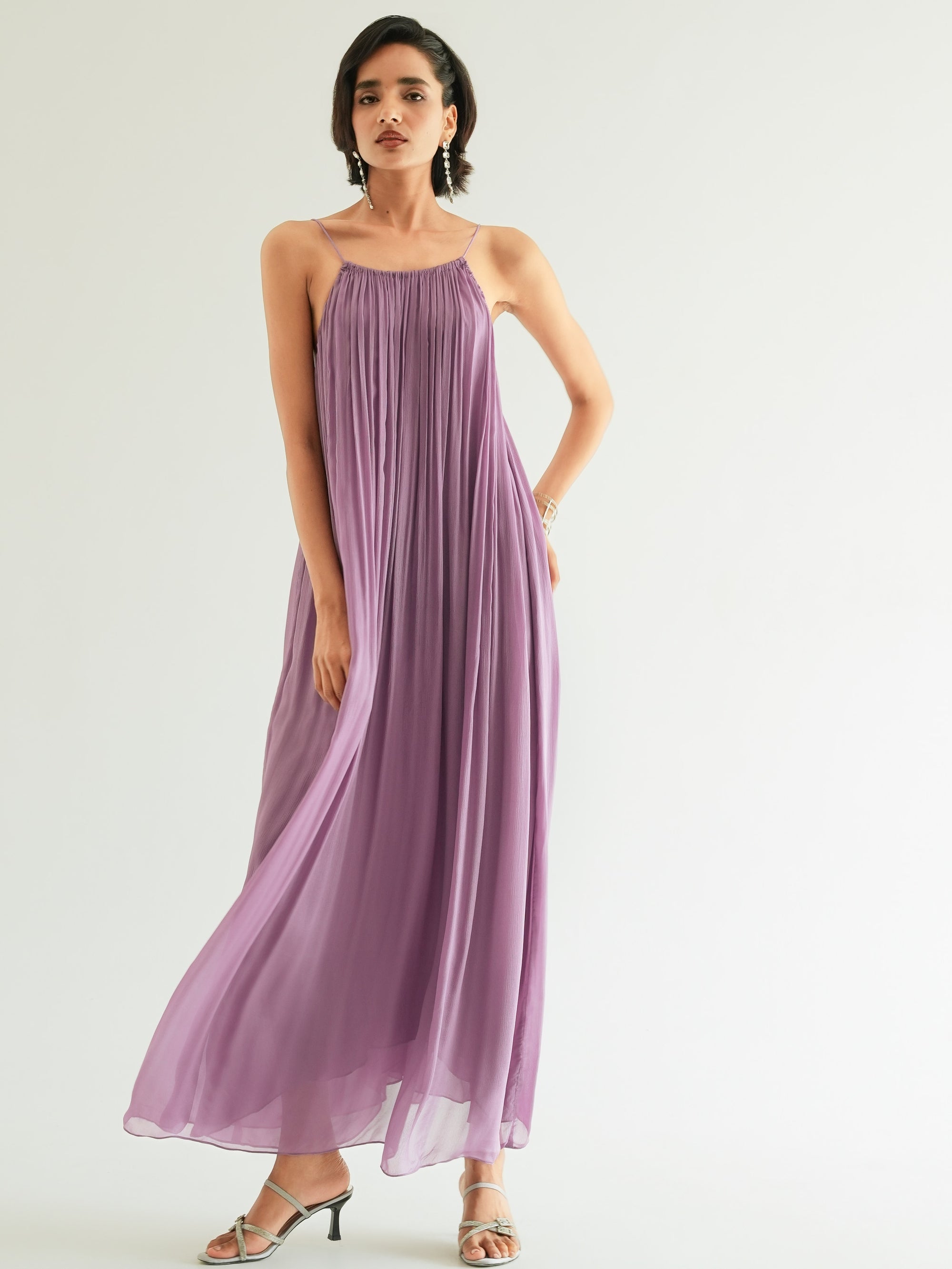 lila silk dress Lila V-Neck Satin Dress (Women)