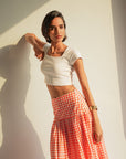 Yvette Skirt - Coral Vichy
