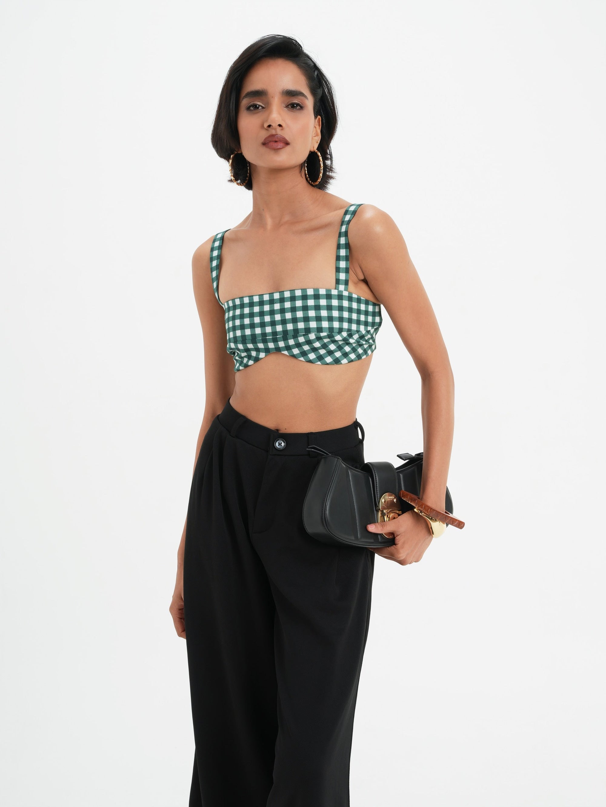 Celine Bralette Top - Pine Vichy