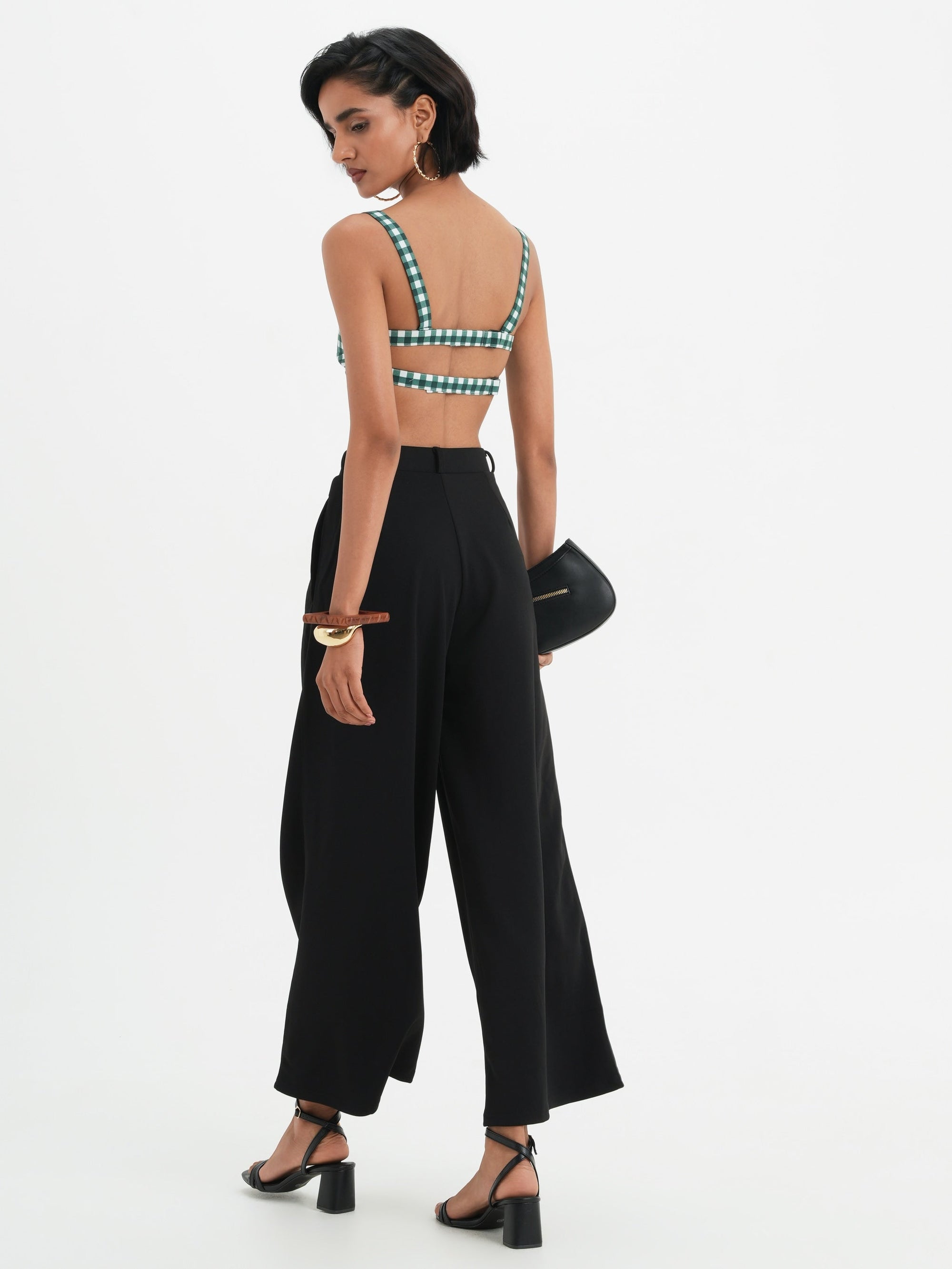 Celine Bralette Top - Pine Vichy