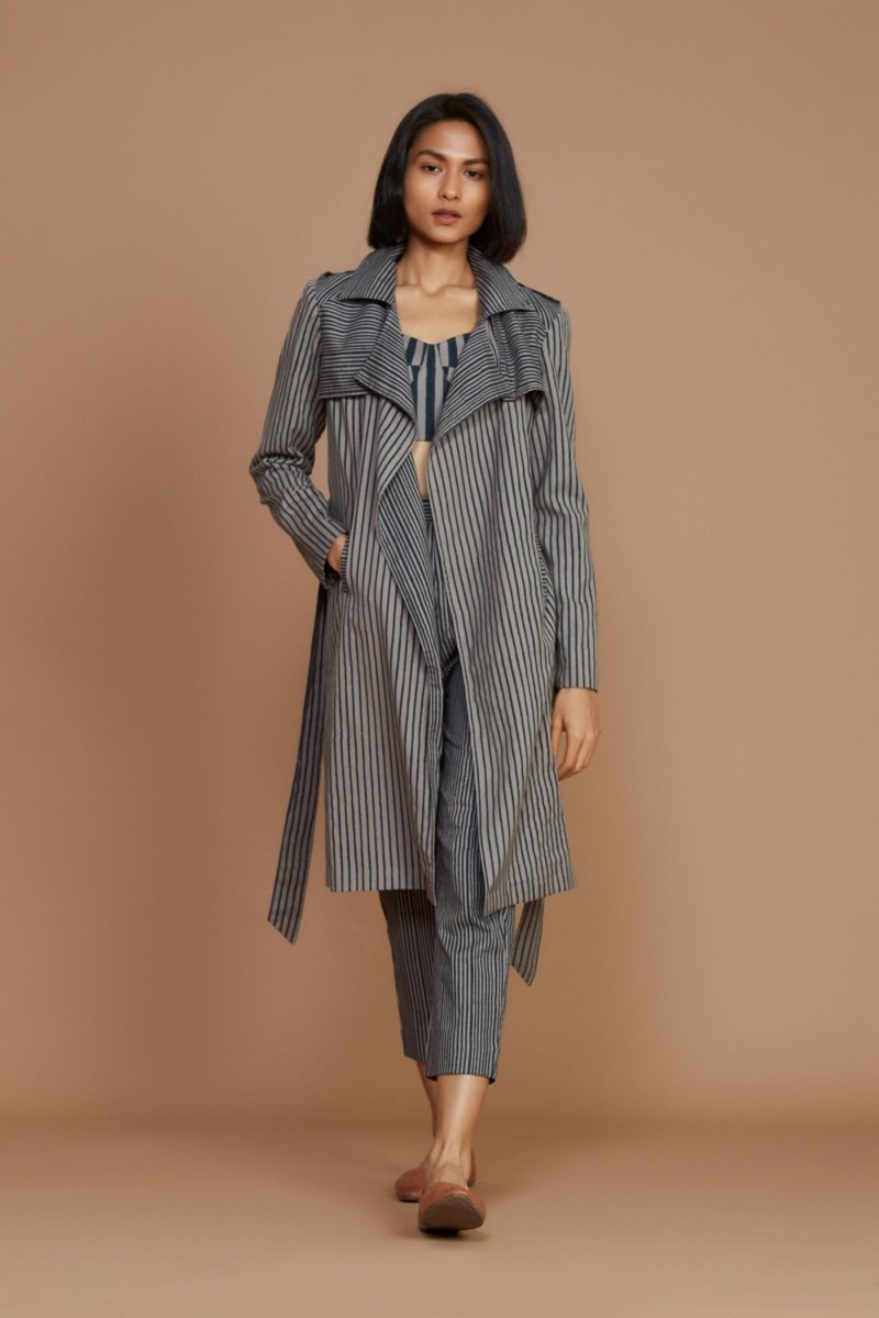 Megan Trench Coat Charcoal - Bhoomi
