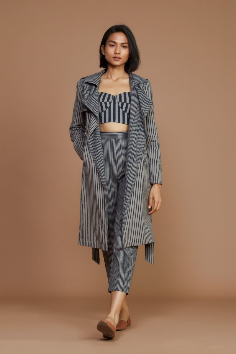 Megan Trench Coat Charcoal - Bhoomi