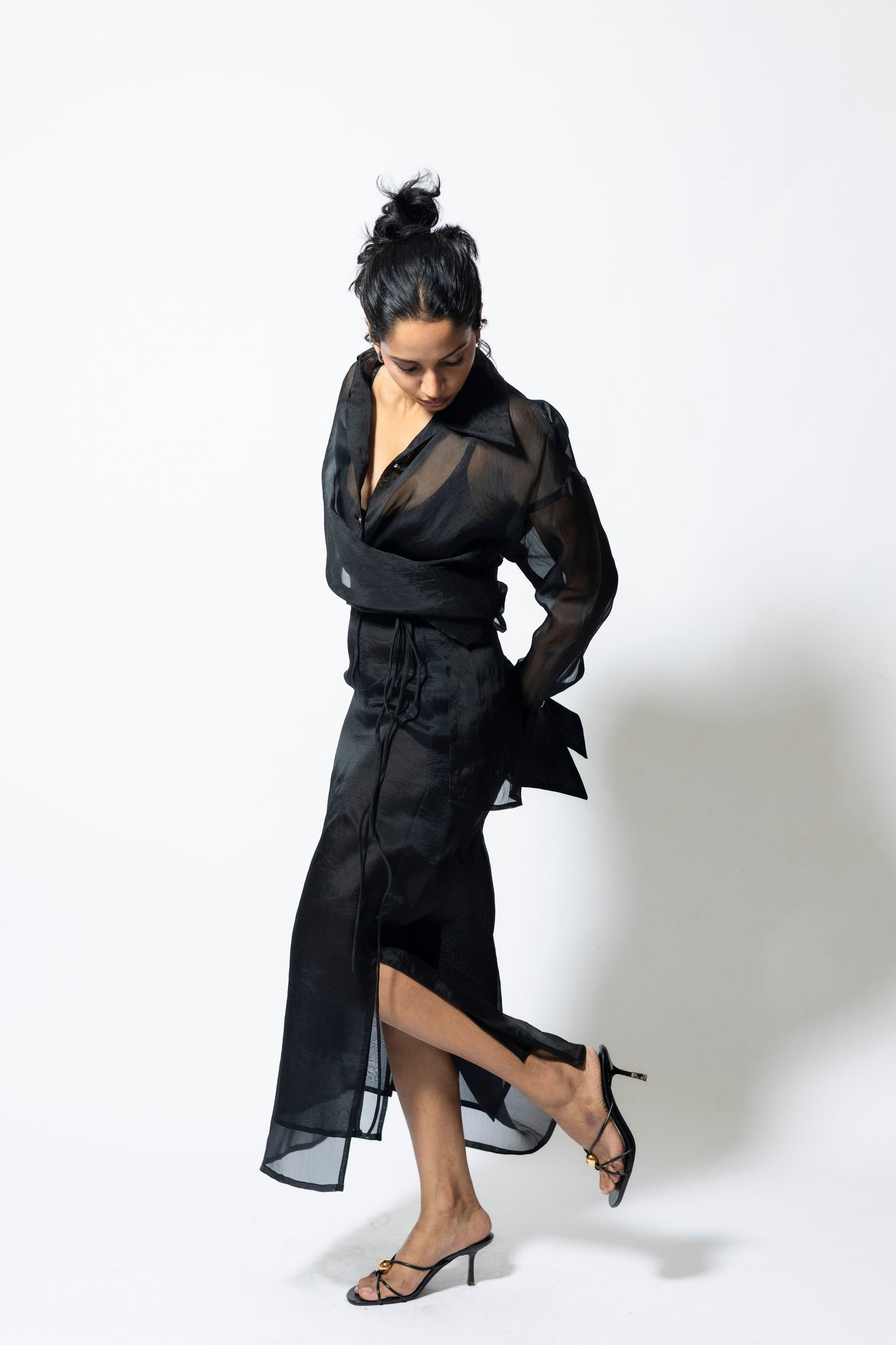 Nyla Organza Silk Skirt Black