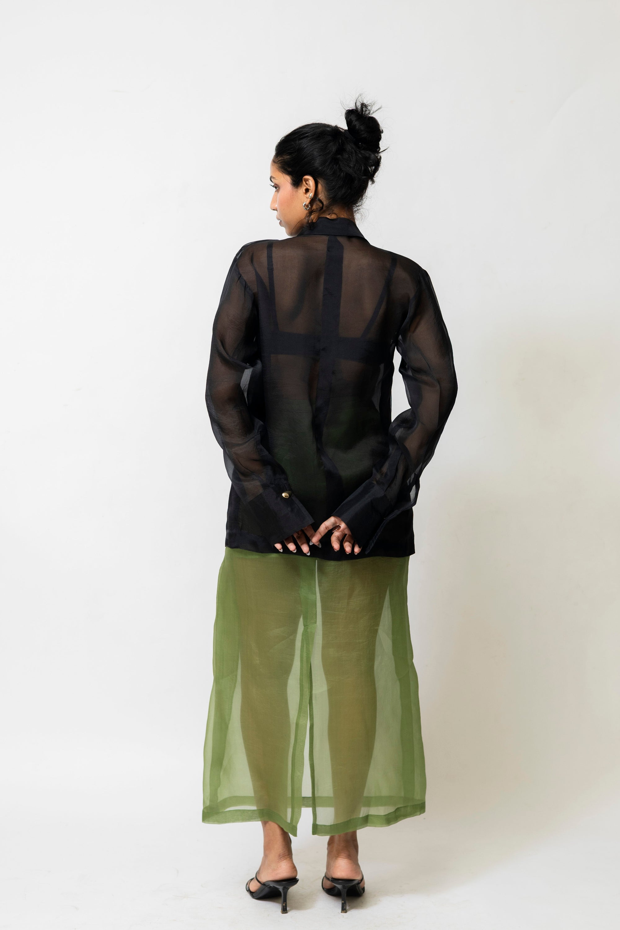 Nyla Organza Silk Skirt Green