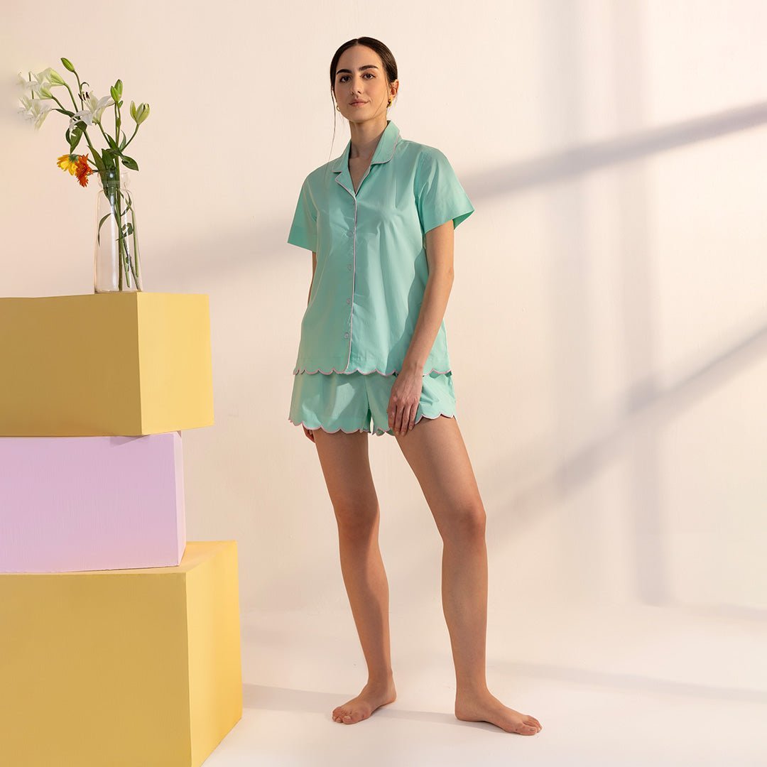 Peppermint scalloped shorts set - Bhoomi