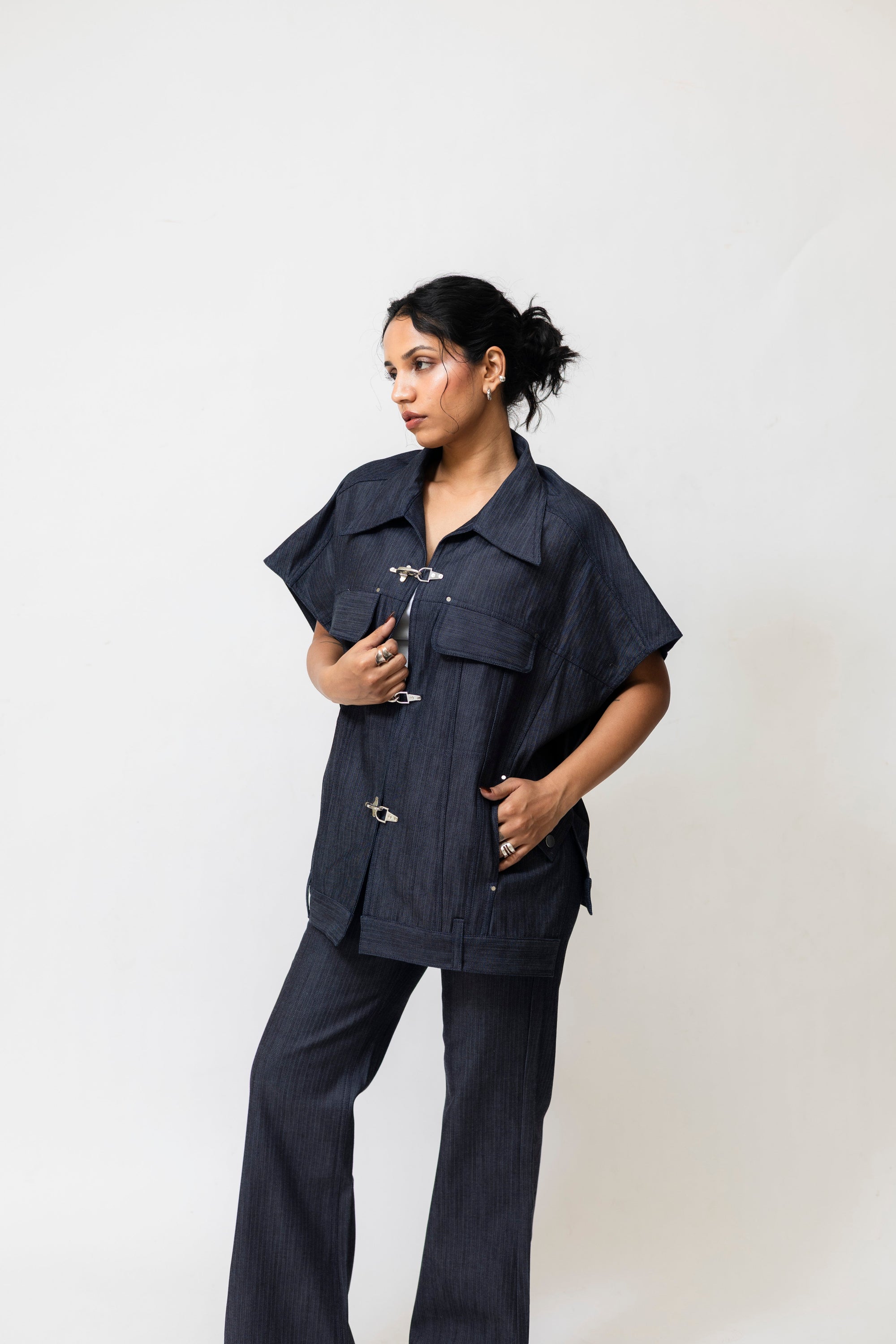 Wilda Utility Jacket Herringbone Denim